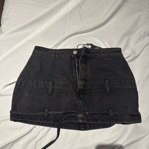 black denim mini skirt